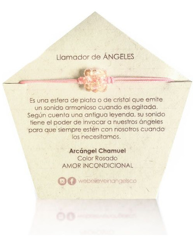 Manilla Llamador Arcángel Chamuel Rosa Hilo Ajustable Moda 