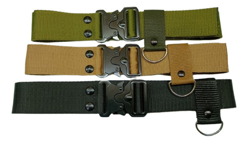 Cinturon Tactico Cobra Militar 4 Cm C/presilla Hebilla Metal Negro Nylon Xxl