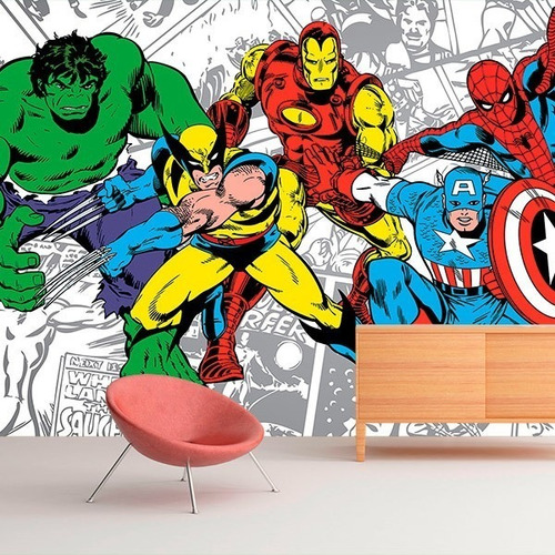 Vinilo Adhesivo Pared Avengers Años 80 150cms Full Color