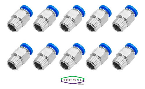 10 Pz De Conector/racor Rápido Neumático Recto 1/8 Npt X 4mm