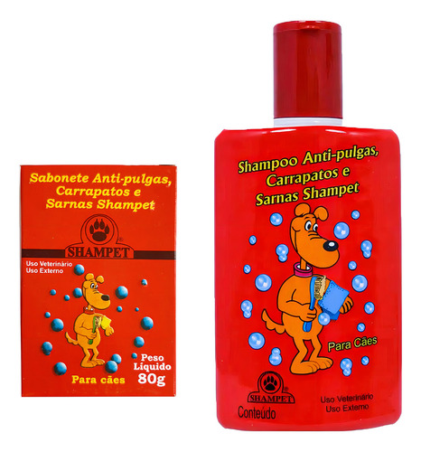 Shampoo 500ml + Sabonete Shampet- Carrapatos Pulgas E Sarnas
