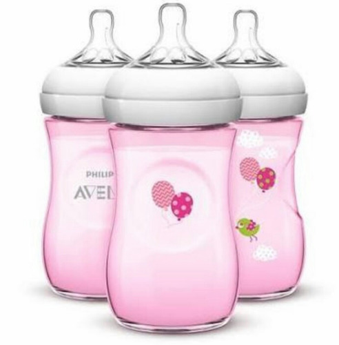 2 Biberones Avent Decorados Rosas 9oz