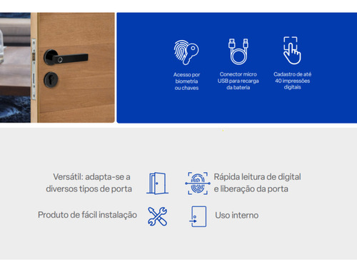 Fechadura Biométrica Digital Multi Giga - Se606 Cor Preto