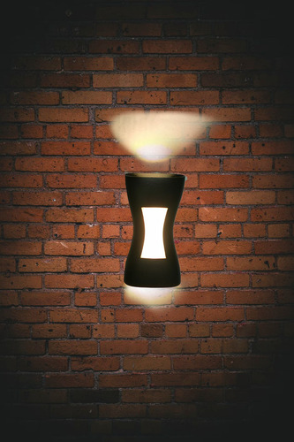 Lampara Led De Pared 8w Reloj De Arena Uso Exterior Interior Estructura Reloj De Arena Negro Luz Calida 3500k