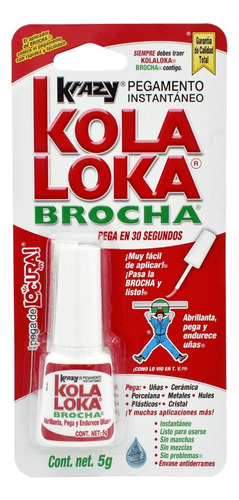 Pegamento Instantáneo Krazi Kola Loka Aplicador Brocha 5 Grs