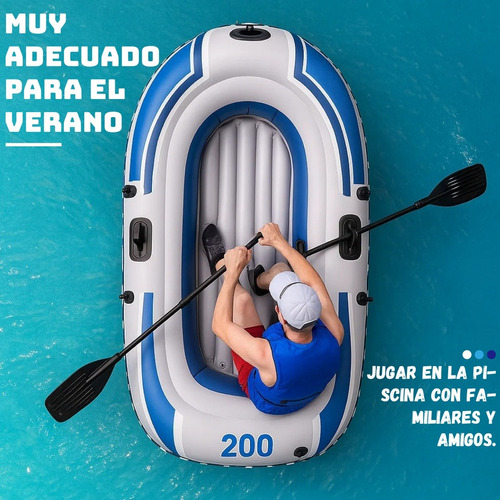 Grande Lancha Hinchable Con Remos Y Bomba 2 Personas