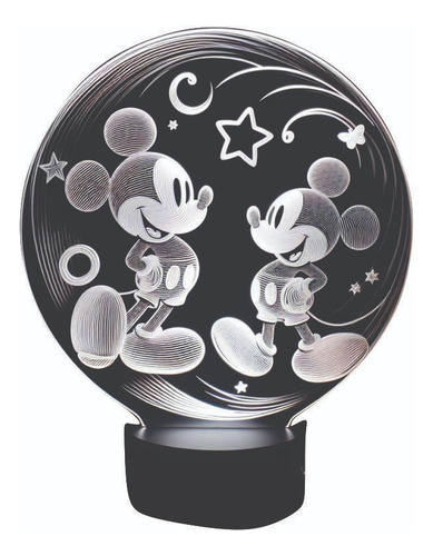 Luminária 3d Led Abajur Mickey Pato Donalds Disney Cúpula Base Preta Ou Branca Estrutura Led Ajuste De 7 Cores 127/220v