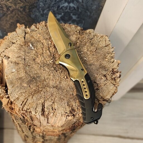 Canivete Tatico Pesca Dourado Semi Automatico Quebra Vidro