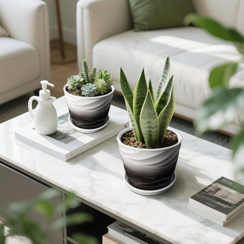 Set De 2 Macetas De Cerámica Para Plantas De Interior