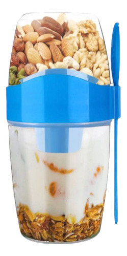 Contenedor Vaso Doble Cereal Yogurth Fruta Portatil Tenedor