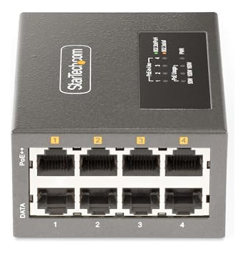 Pack De Injector Poe++ Startech.com 4-puertos 1g Ethernet