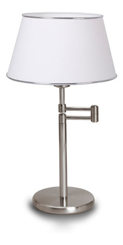 Lampara Velador Moderno Led Living Habitacion Luz Acero Lds Estructura Platil Pantalla Blanco Con Borde