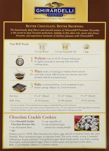 Ghirardelli Chocolate Doble Chocolate Brownie Mix 18 Oz (2 C