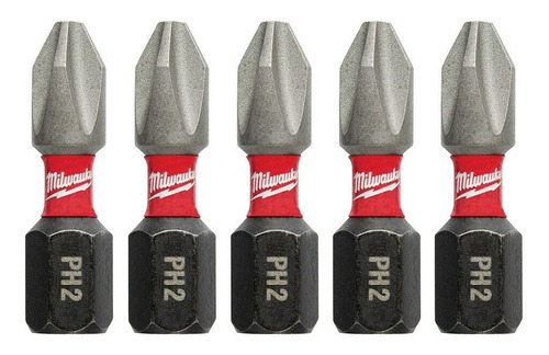 Kit X 5 Punta Impacto Ph2 X 25mm Atornillador Milwaukee 4601