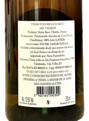 Vinho Chablis Aoc Domaine Race Kit Leve 6 E Pague 4 Garrafas