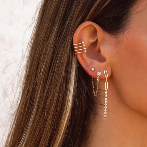 Arete De Plata 925 Zirconias Flor Unitalla Mujer