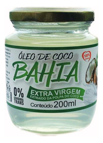 Óleo De Coco Bahia Gourmet Extra Virgem Vidro 200ml