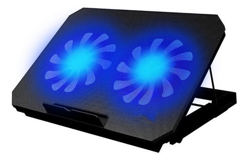 Cooler Ventilador Aire 2 Usb 5 Niveles Laptop Color Negro
