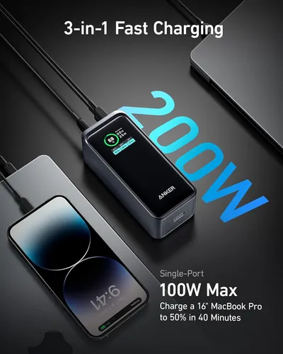 Cargador Portátil De 200 W 20,000 Mah 3 Puertos Con Base