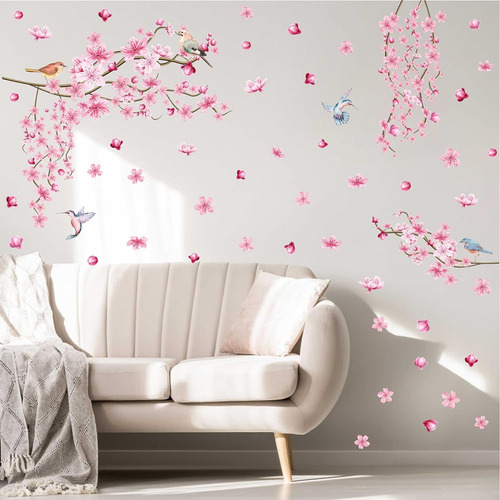 Calcomanías De Pared De Flores De Cerezo, Ramas De Árbol, Ca
