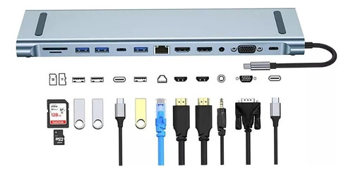 12 En 1 Estación De Acoplamiento Usb 3.0 Tipo C Con 2 Hdmi