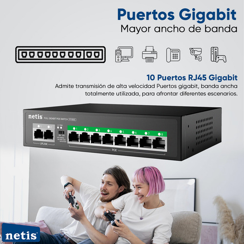 Netis Switch Poe P110gc 8 Puertos Poe+ 2 Puertos /1000 Mbps