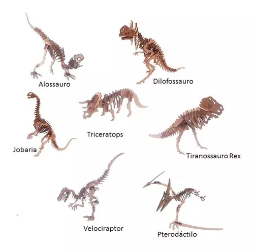 Dinossauro Alaossauro p/ montar, Quebra-Cabeça 3D, 48 peças, Brinquedo e  decoração MDF