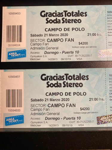 Entradas Show Soda Stereo Re Programado