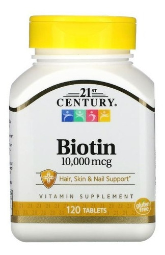 Biotina, cabelo, pele, unhas, 10.000 mcg, 120 quilates, sabor neutro de biotina do século 21