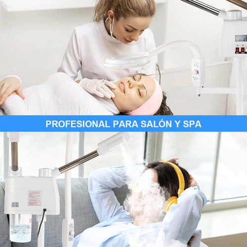 LOZAYI-Vaporizador Facial 3en1 Prof: Ozon+doblespray, Espejo/led