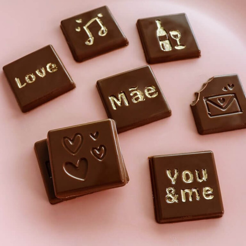 04 Forma Simples Chocolate Tabletinho Quadrado Do Amor 10616