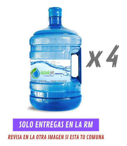 Agua Purificada En Bidon De 10 Litros Solo Rm (4 Unidades)