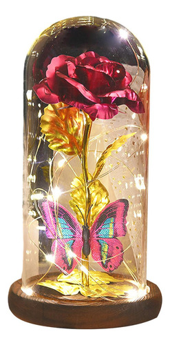 Lámpara Led De Mariposa Rosa De Cristal, Regalo De Flores,