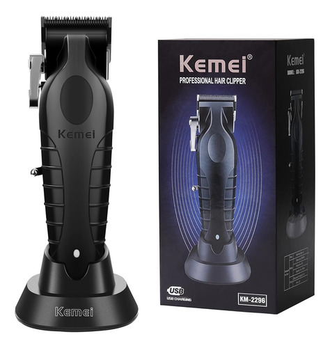 Maquina Cortar Pelo Clipper Kemei Km2296 C/ Base Profesional