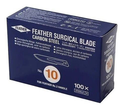 Lâmina De Bisturi Feather C/ 100 Unidades Aço Carbono