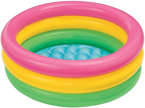 Piscina Inflable Redondo Intex Sunset Glow 57107 33l Rosa Y Amarilla Y Verde Caja