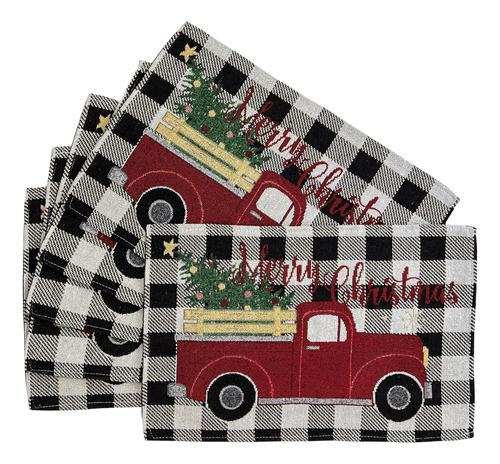 Merry Christmas Country Holiday Truck And Tree Placemats, S