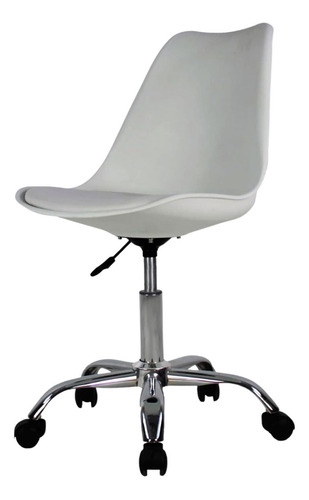 Silla Eames Para Oficina Con Ruedas Altura Ajustable Premium Color Gris claro Material del tapizado Cuero sintético