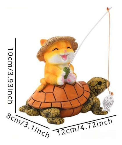 Estatua De Resina De Gato Tortuga Para Jardín, Decoración