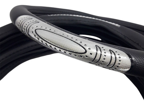 Cubre Volante Desing Reflex Plateado 38cm -estilo Y Diseño- Negro