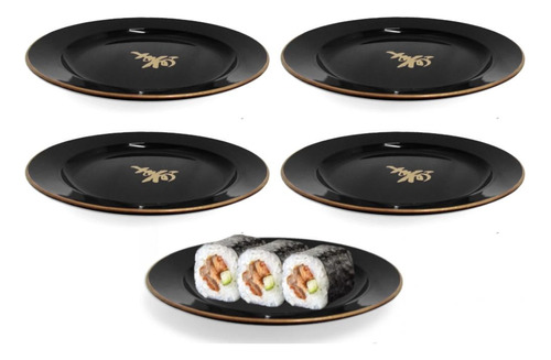 Kit 5 Pratos Redondos Modelo Pequeno 15,5 Cm Para Sushi Pret