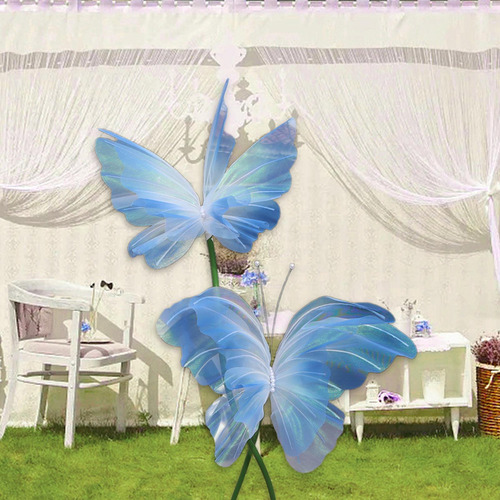 2x Mariposa Artificial Decoración Mariposa Mariposa Azul Y