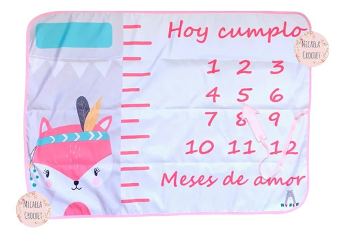 Manta De Crecimiento Estampada Animales Bebes Nacimiento Mes