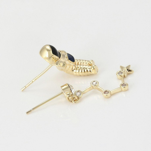 Bellos Aretes Astronauta Estrellas Swarovski Oro 14k Lam