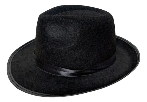 Chapéu Masculino Gangster Social Aba Larga Preto Envio 24h