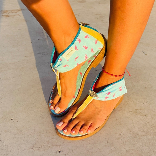 Sandalias Te Para Tres De Diseño Modelos Exclusivos Turquesa