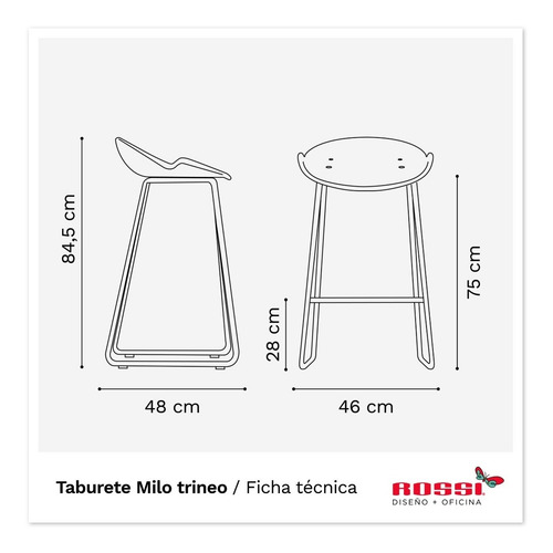 Banqueta Alta Taburete Desayunador Milo Cromado Diseño Rossi
