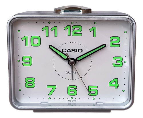 Relógio Despertador Casio Grande Tq-218 Cor Prata 1.5v