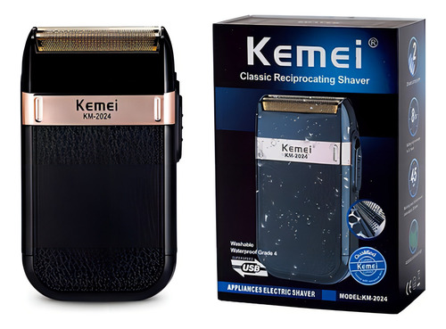 Babeador Elétrico Kemei Shaver Barba Pelos Profissional Cor Preto