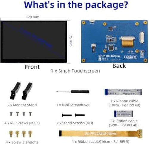 Ipistbit Pantalla Táctil Raspberry Pi De 5 Pulgadas, Pantall